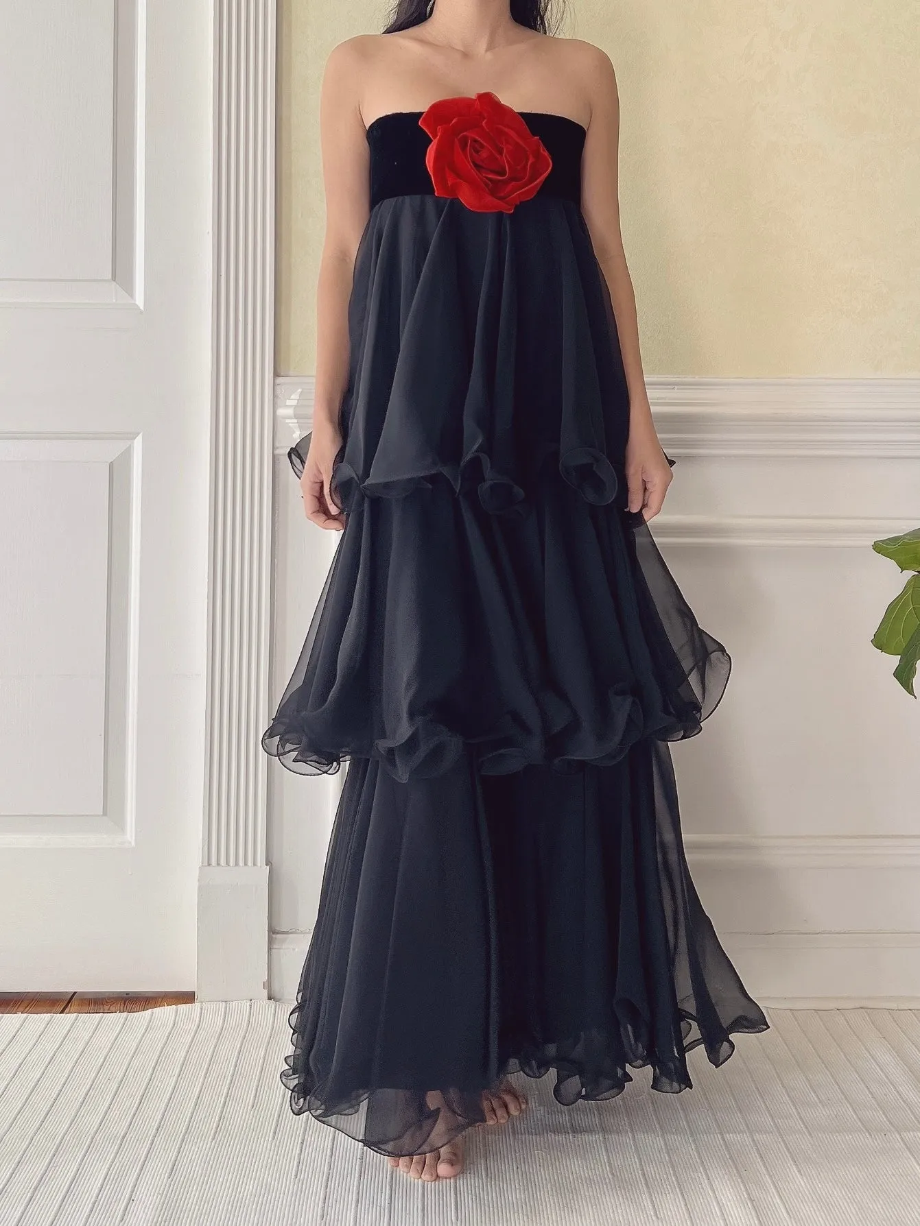Vintage Chiffon Tiered Dress - XS