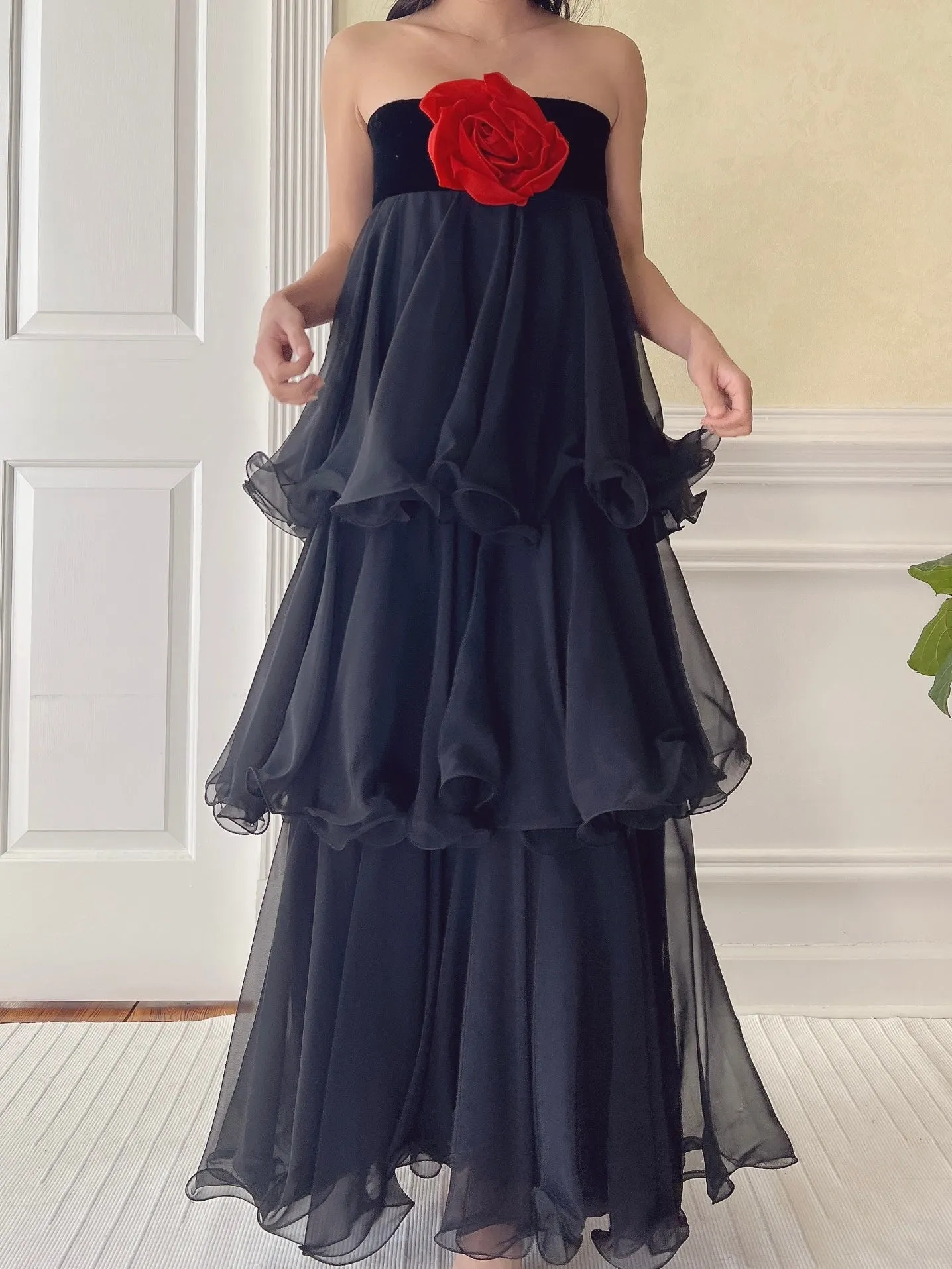 Vintage Chiffon Tiered Dress - XS