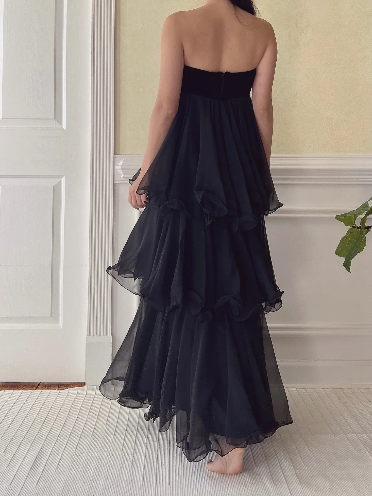 Vintage Chiffon Tiered Dress - XS