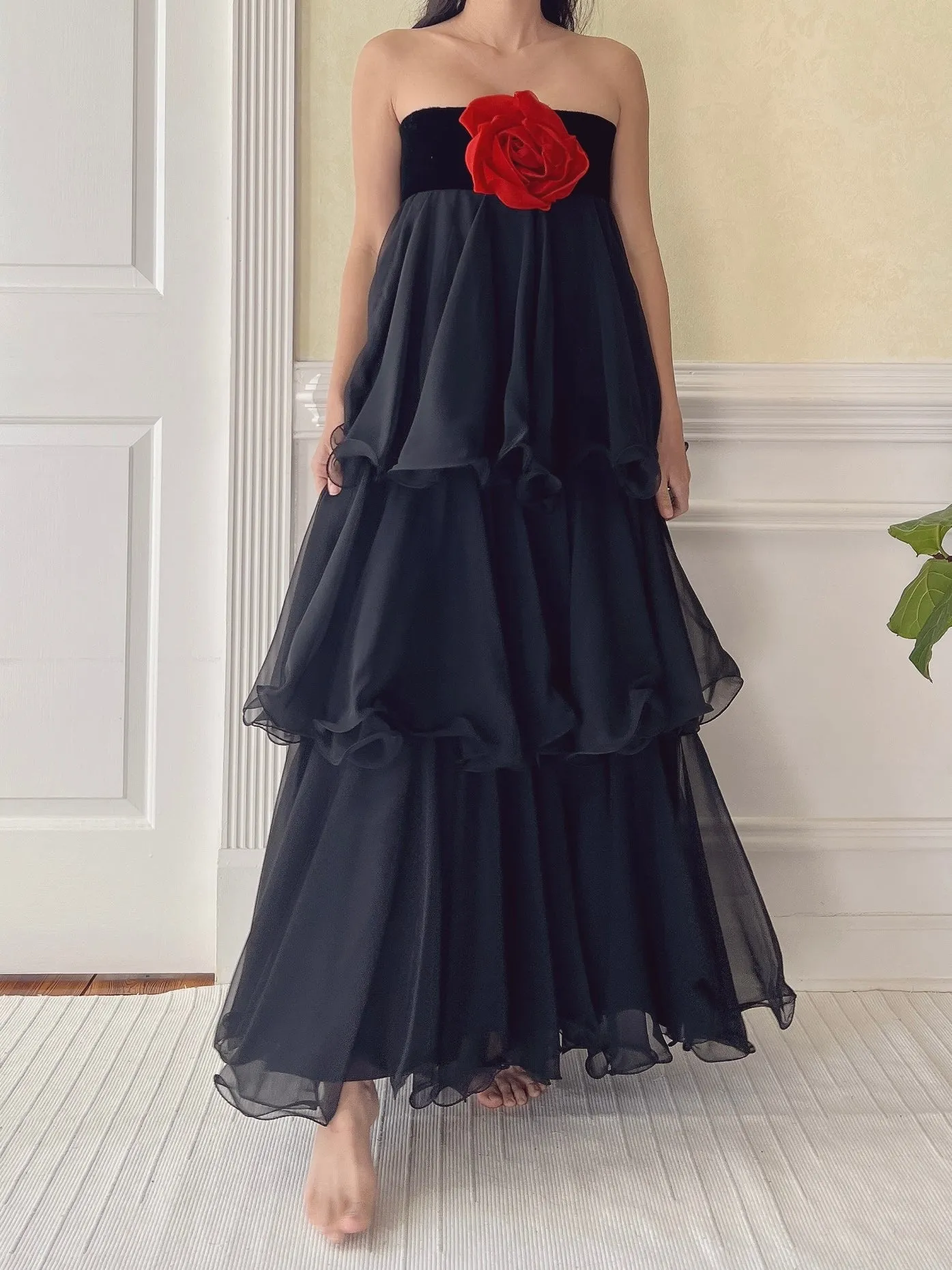 Vintage Chiffon Tiered Dress - XS