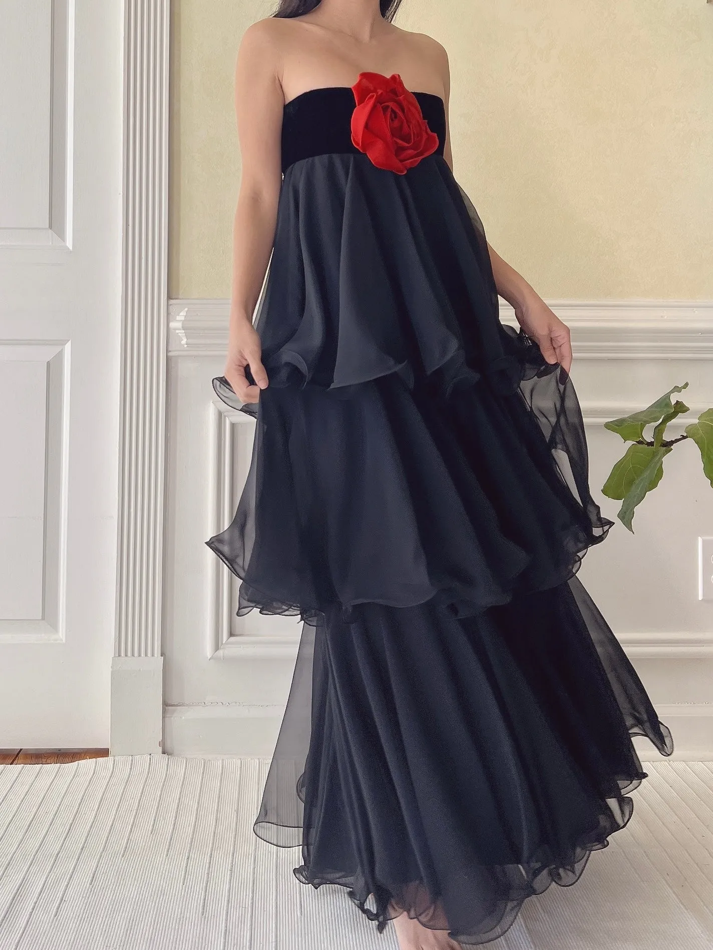 Vintage Chiffon Tiered Dress - XS