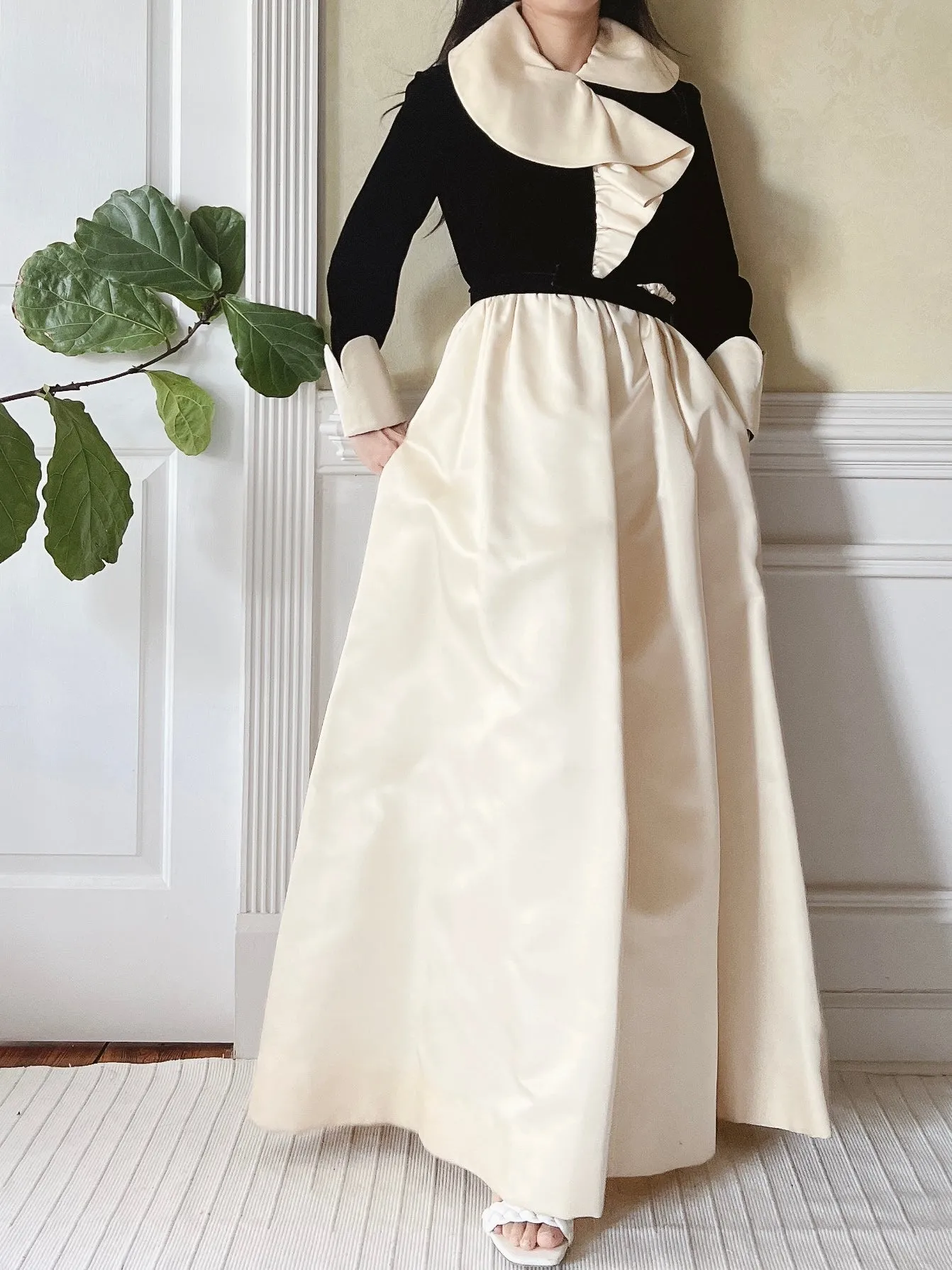 Vintage Geoffrey Beene Satin and Velvet Dress - XS