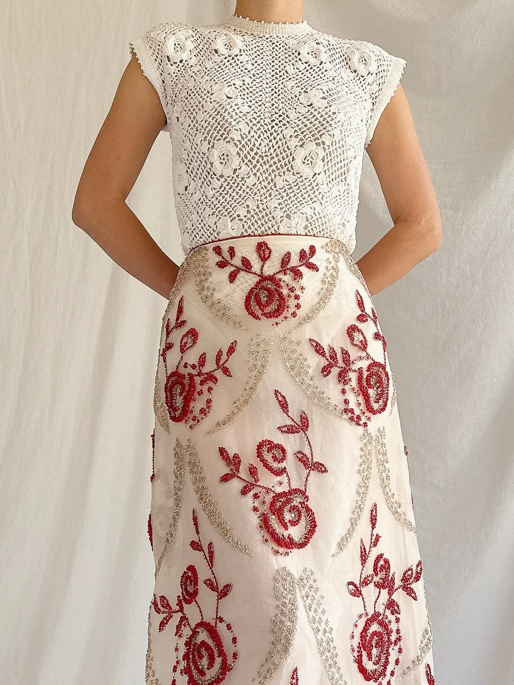 Vintage Hand Crochet Top - XS/S