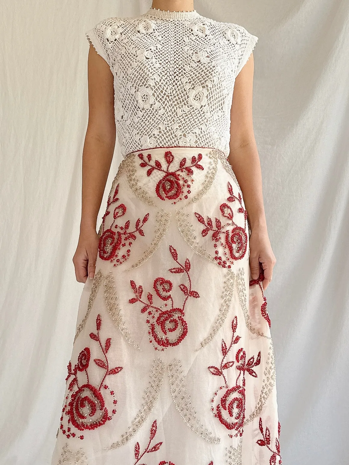 Vintage Hand Crochet Top - XS/S