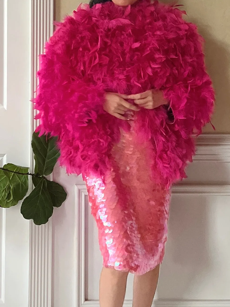 Vintage Hot Pink Feather Jacket - M