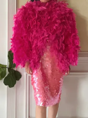 Vintage Hot Pink Feather Jacket - M