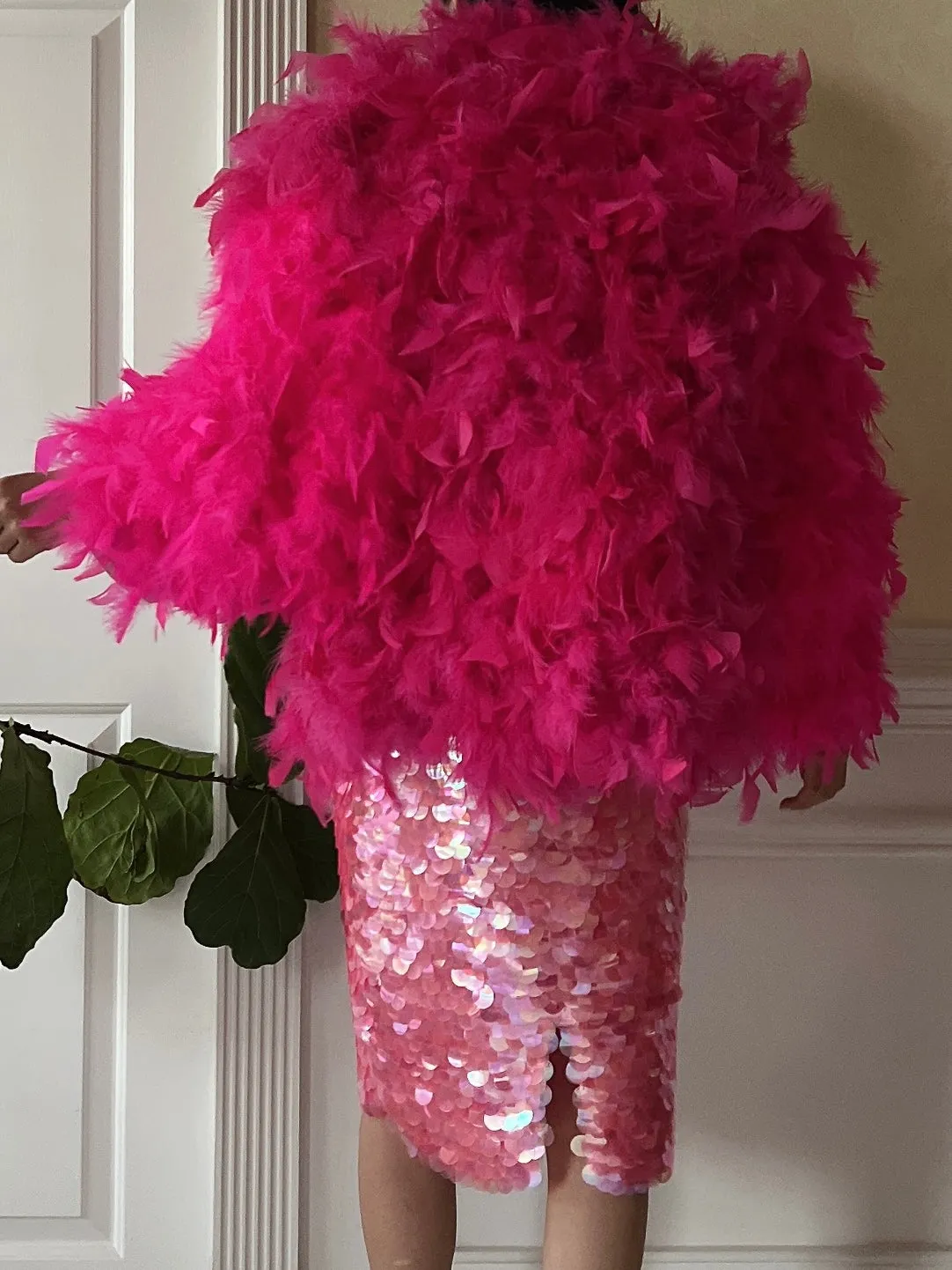 Vintage Hot Pink Feather Jacket - M
