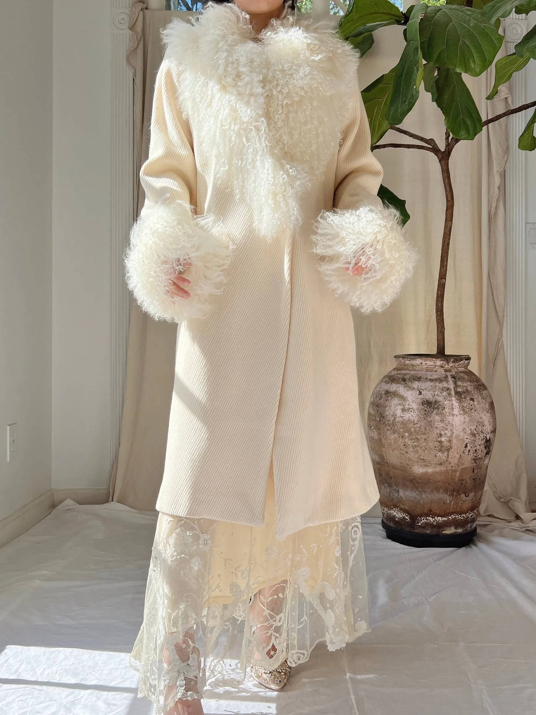 Vintage Ivory Sheared Coat - M