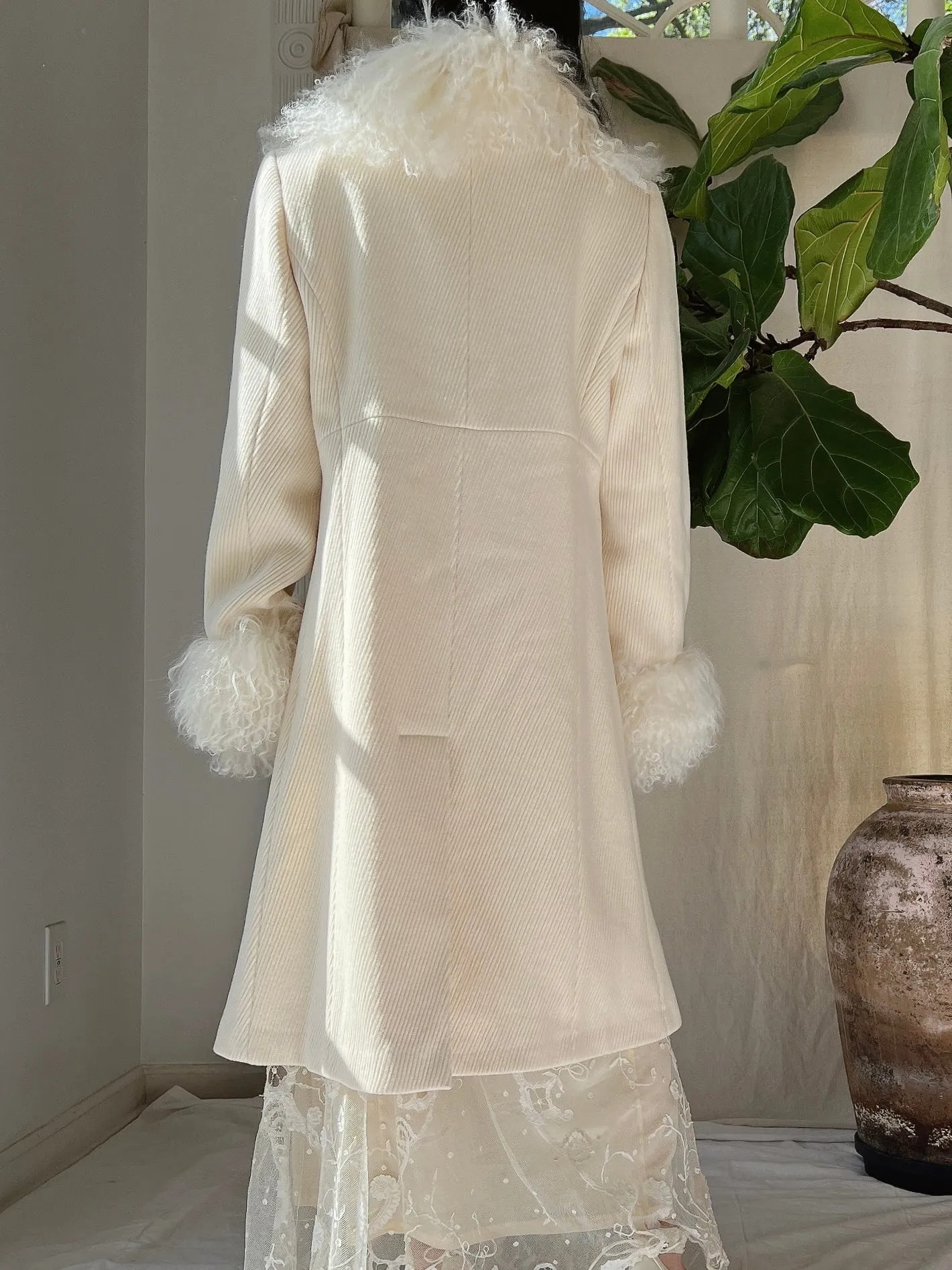 Vintage Ivory Sheared Coat - M