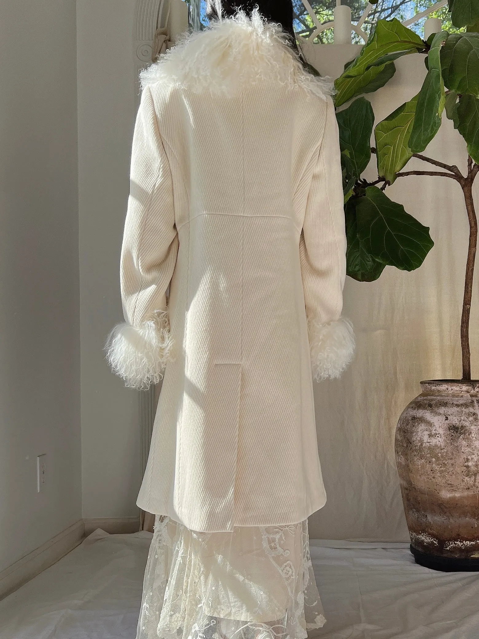 Vintage Ivory Sheared Coat - M