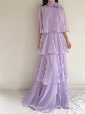 Vintage Lilac Chiffon Dress - S