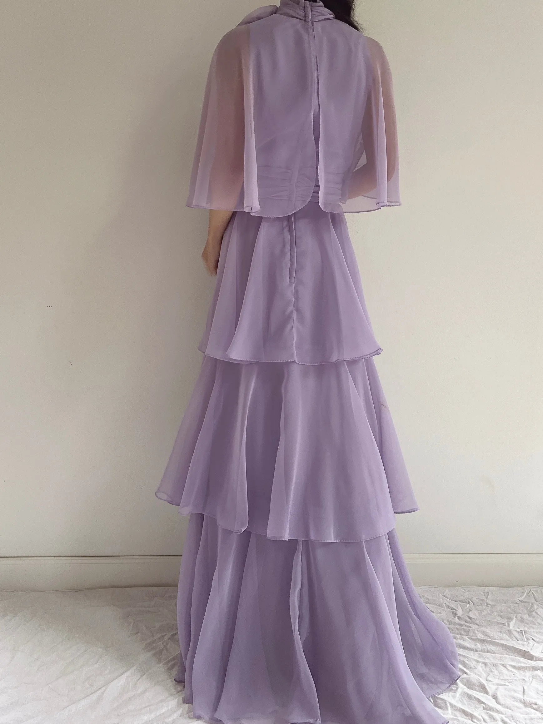 Vintage Lilac Chiffon Dress - S