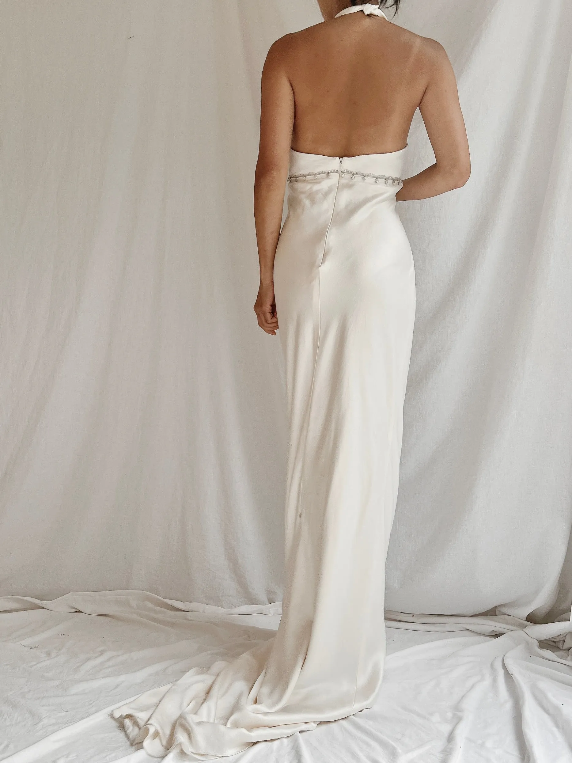 Vintage Monique Llhuilier Silk Charmeuse Gown - S-M