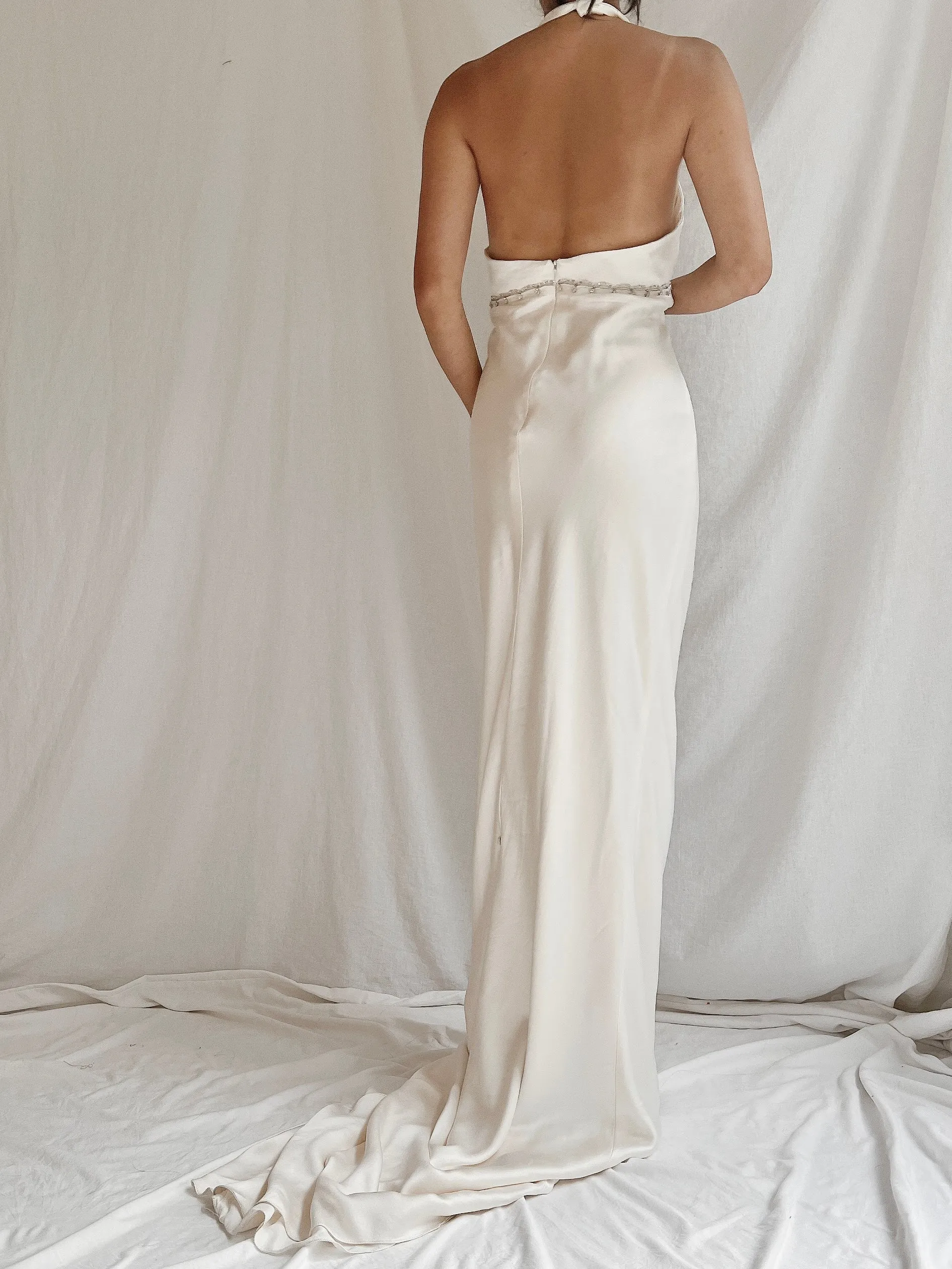 Vintage Monique Llhuilier Silk Charmeuse Gown - S-M