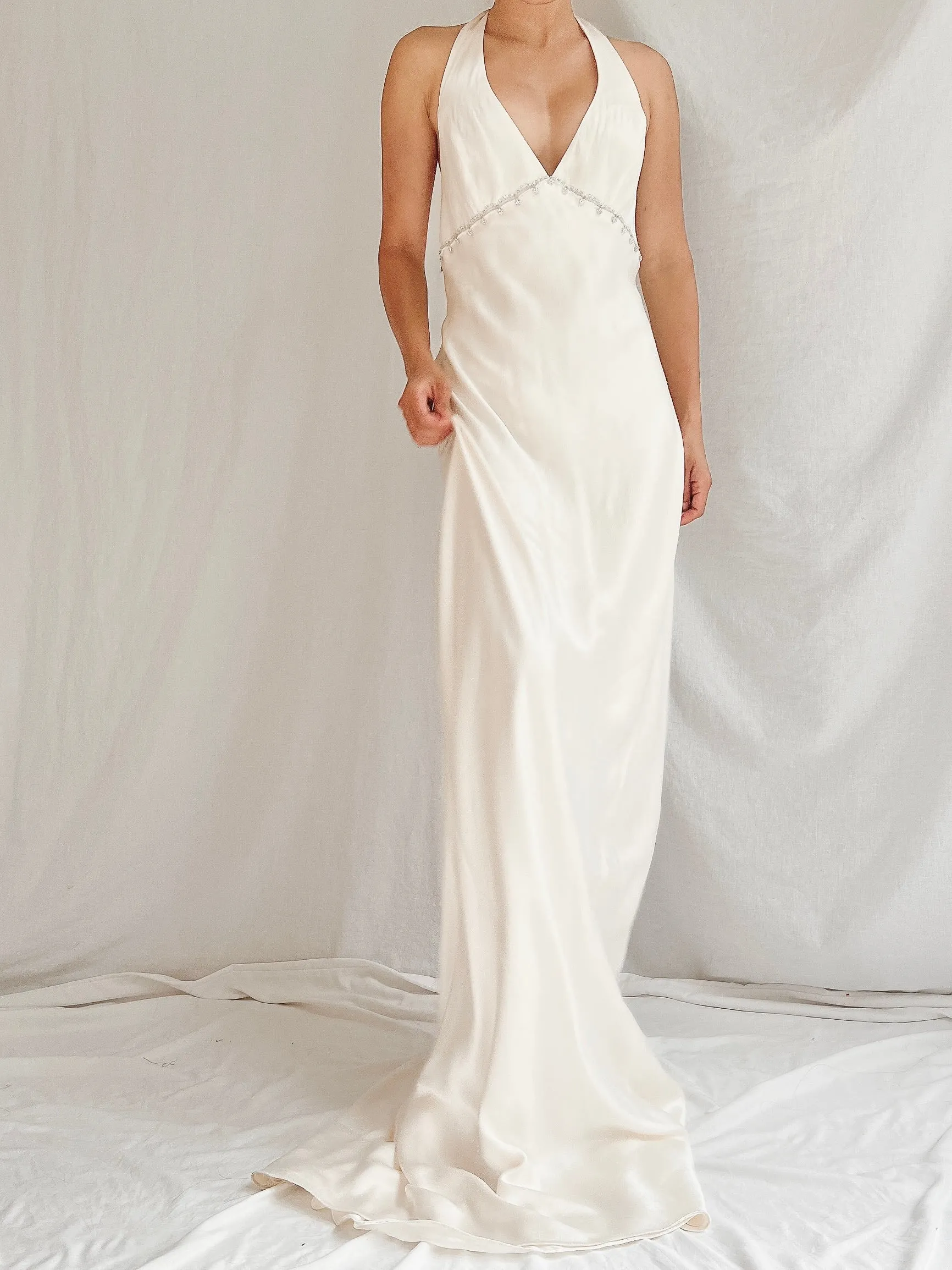 Vintage Monique Llhuilier Silk Charmeuse Gown - S-M