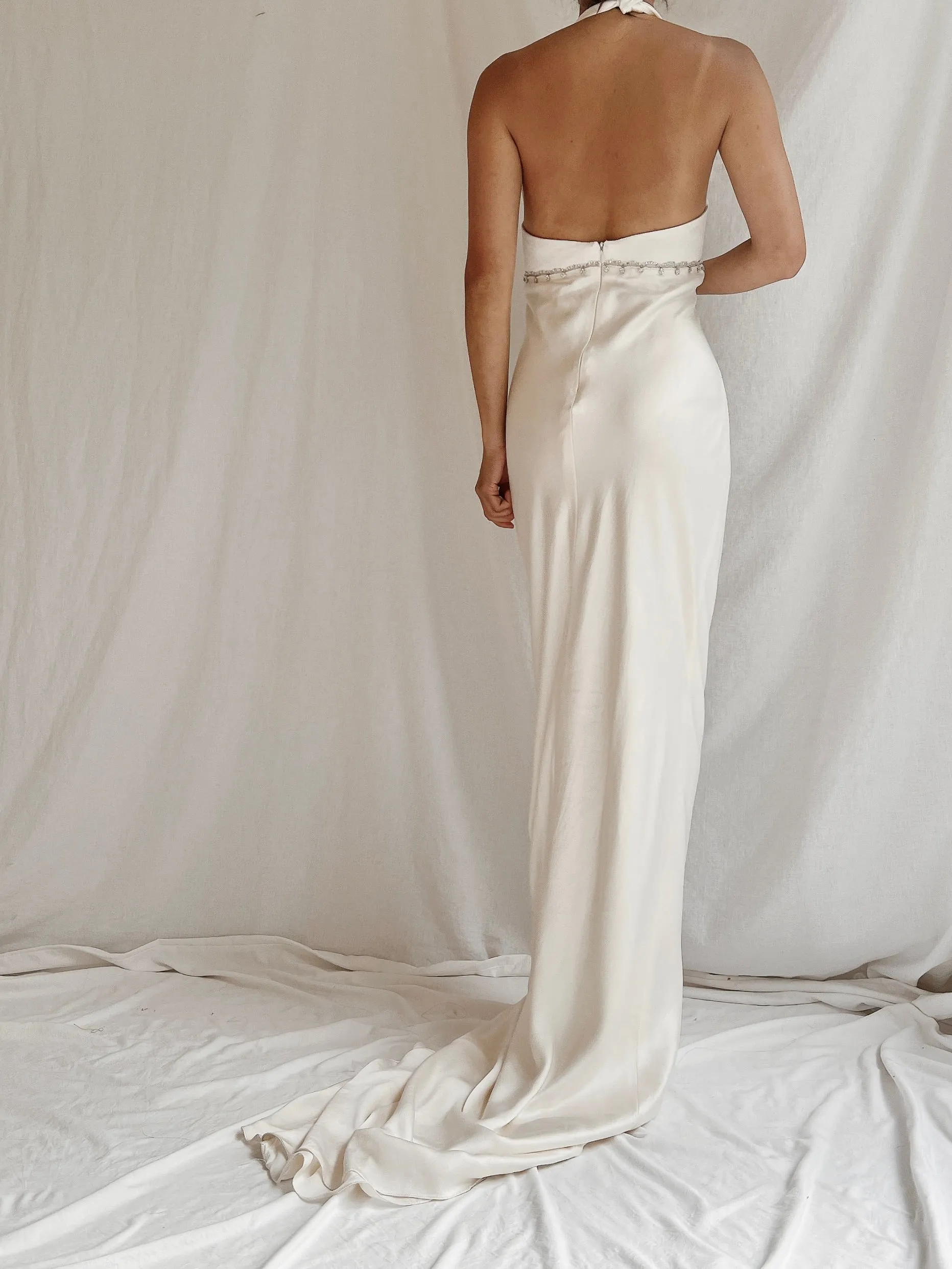 Vintage Monique Llhuilier Silk Charmeuse Gown - S-M