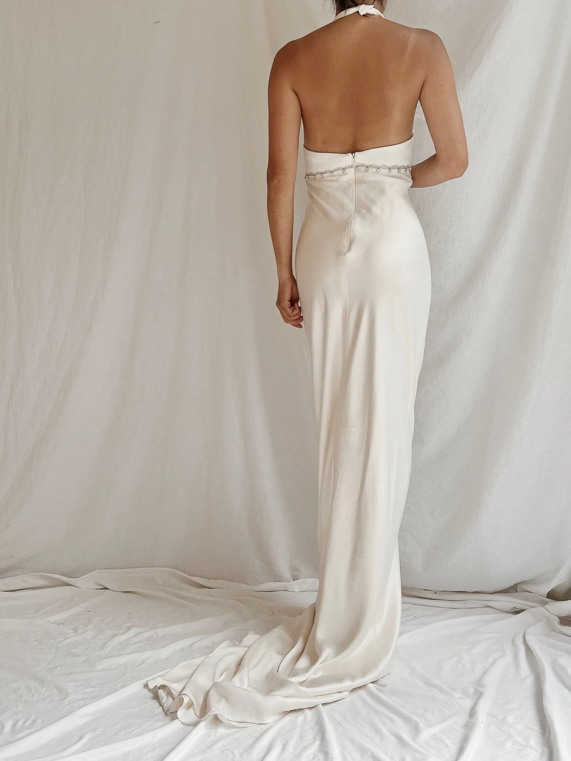 Vintage Monique Llhuilier Silk Charmeuse Gown - S-M