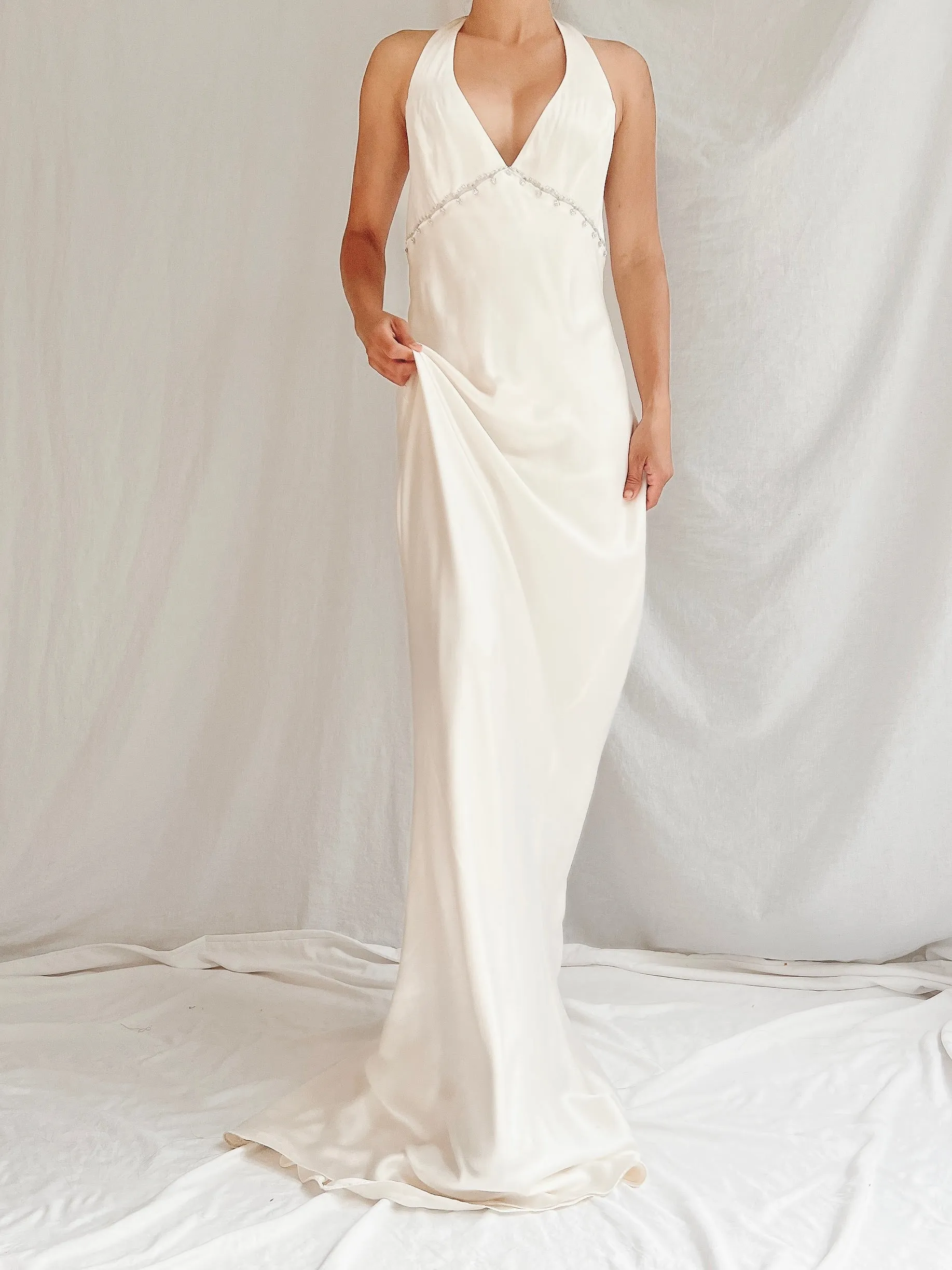 Vintage Monique Llhuilier Silk Charmeuse Gown - S-M