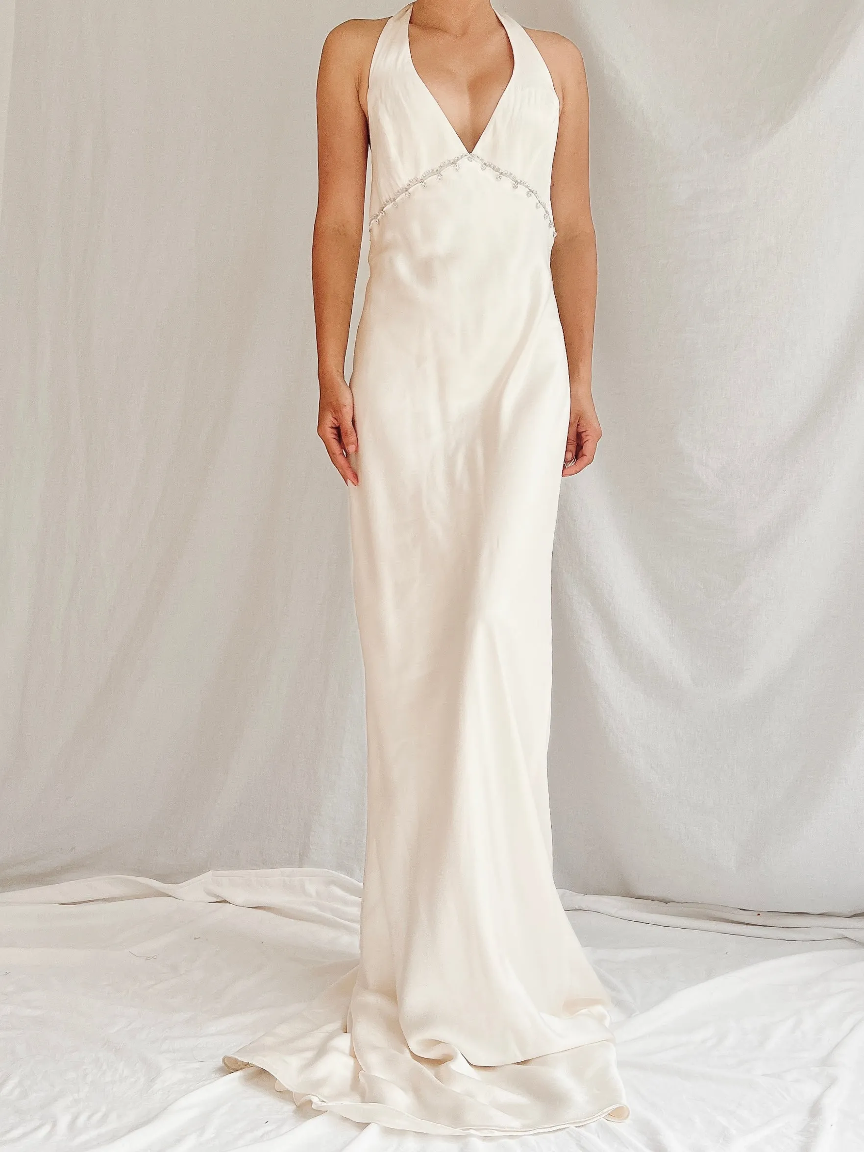 Vintage Monique Llhuilier Silk Charmeuse Gown - S-M