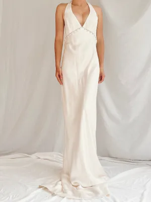 Vintage Monique Llhuilier Silk Charmeuse Gown - S-M