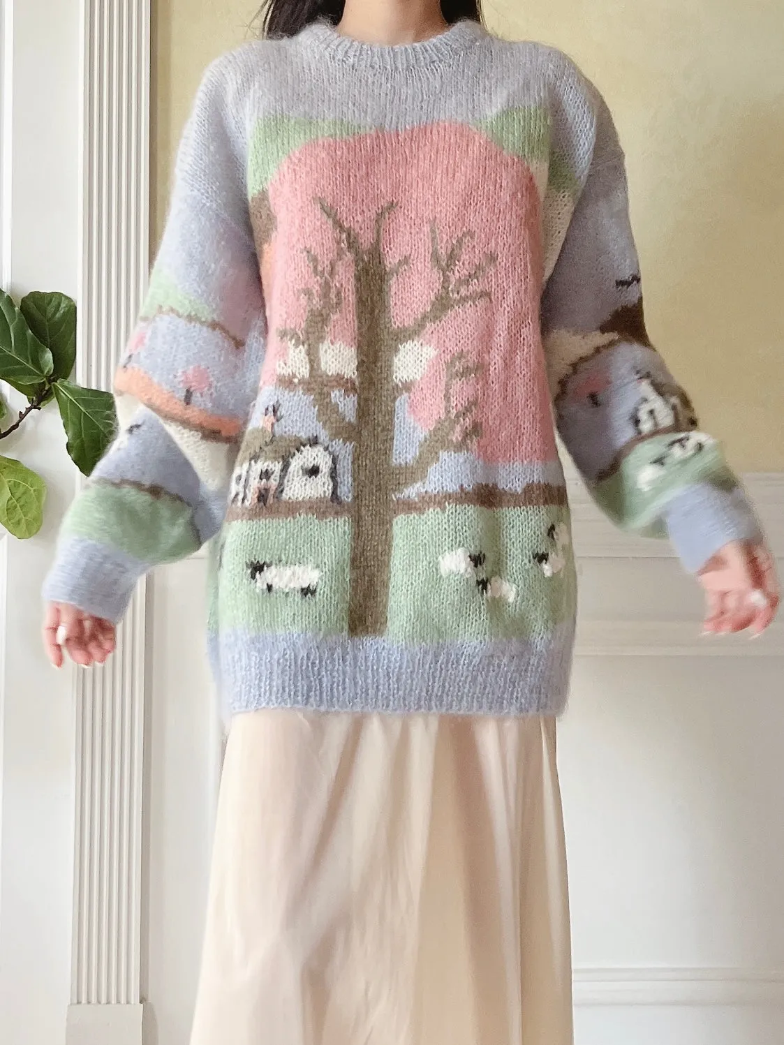 Vintage Pastel Mohair Pastoral Sweater - M/L