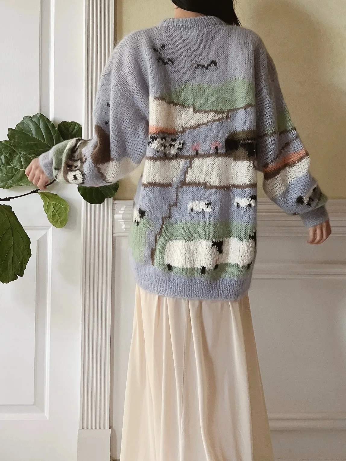 Vintage Pastel Mohair Pastoral Sweater - M/L