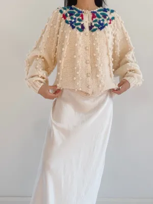 Vintage Popcorn Knit Cardigan - S/M