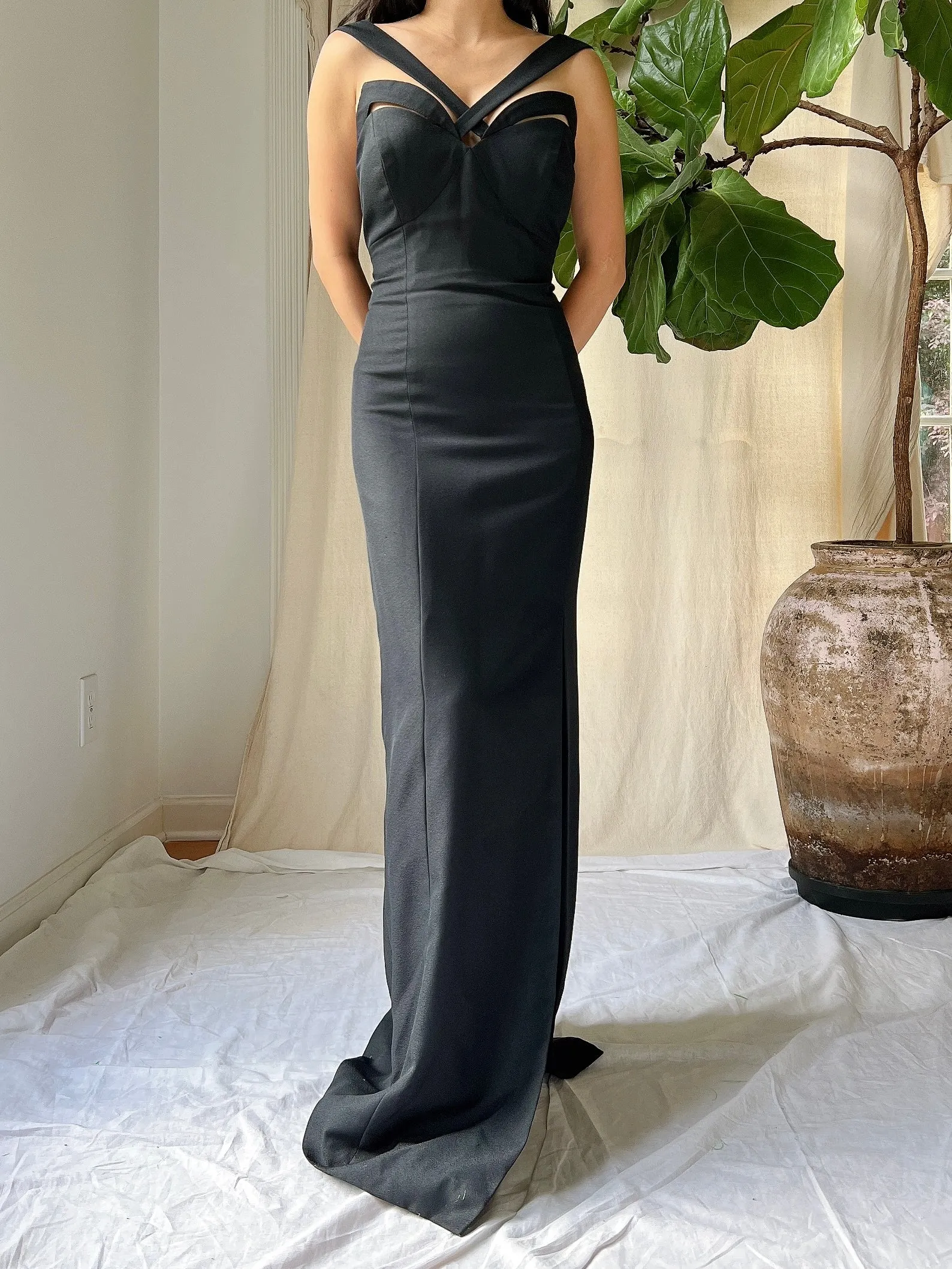 Vintage Rayon Darted Bust Gown - S