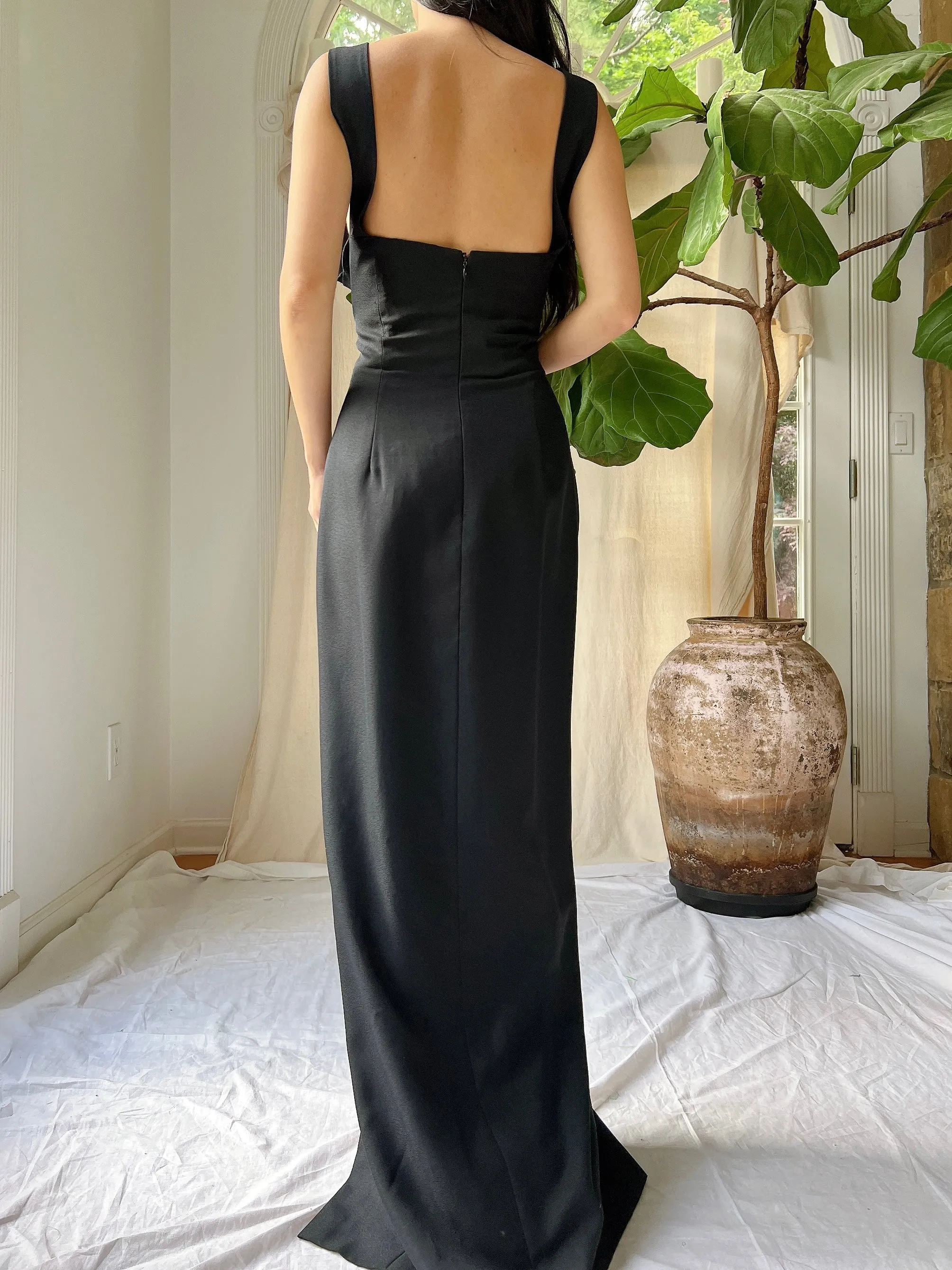 Vintage Rayon Darted Bust Gown - S
