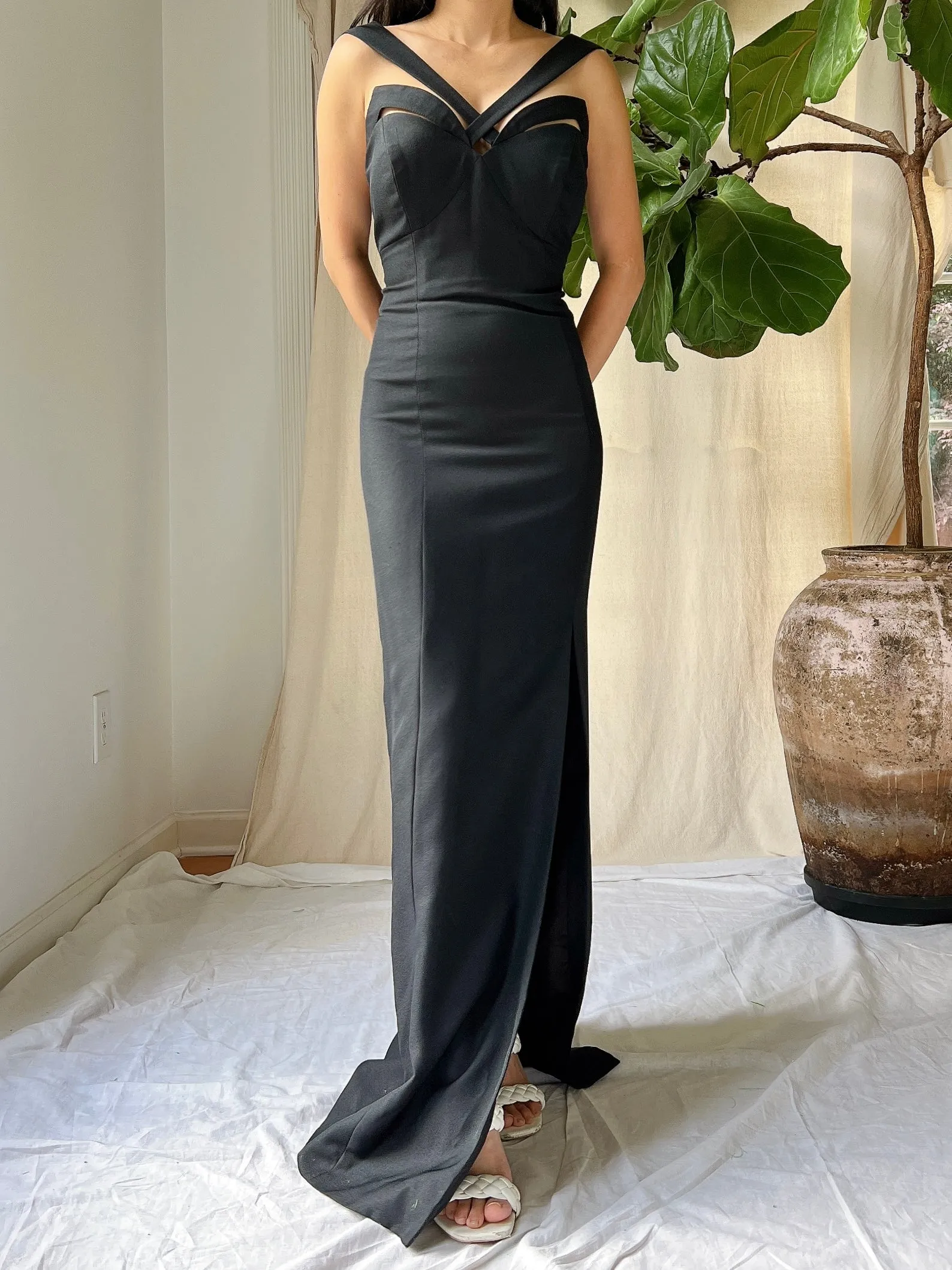 Vintage Rayon Darted Bust Gown - S