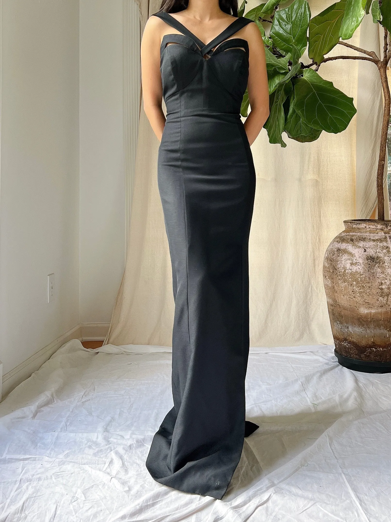 Vintage Rayon Darted Bust Gown - S