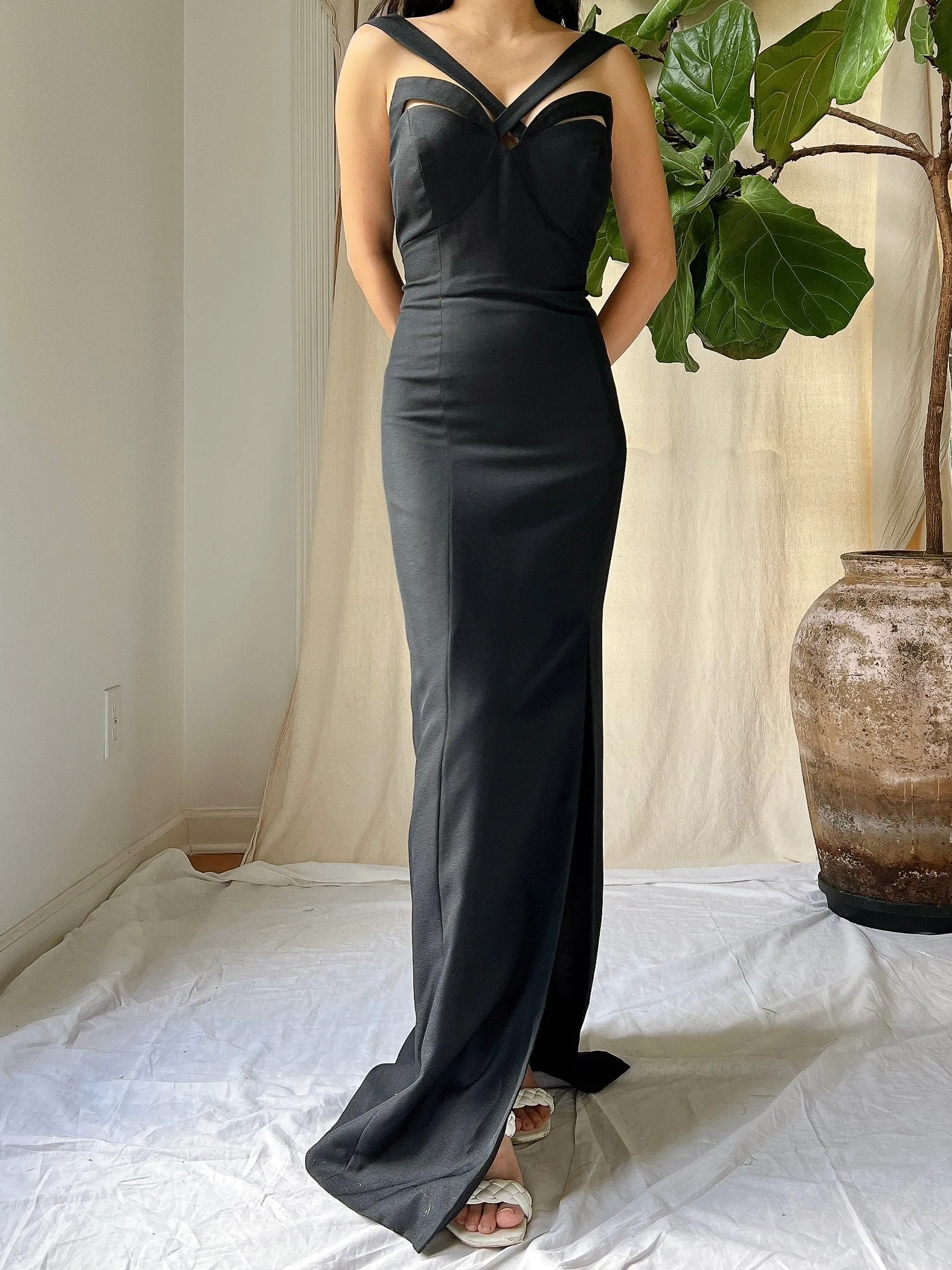Vintage Rayon Darted Bust Gown - S