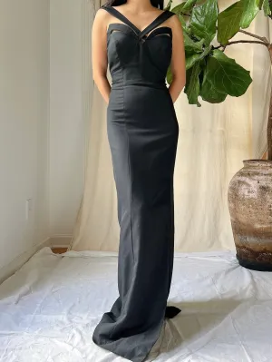 Vintage Rayon Darted Bust Gown - S