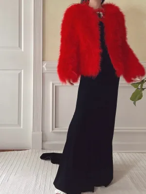 Vintage Red Feather Jacket - XS