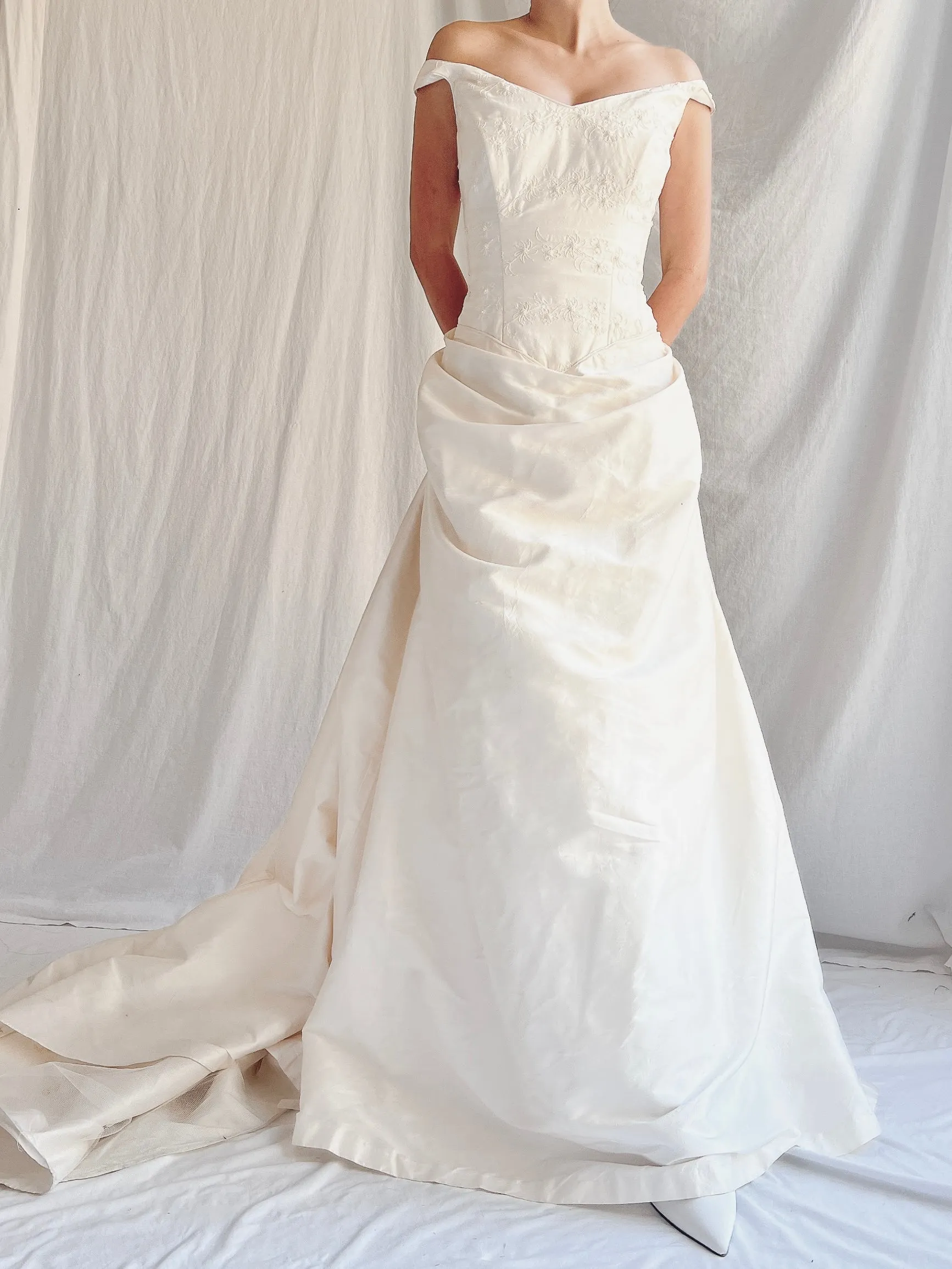 Vintage Silk Draped Gown - M