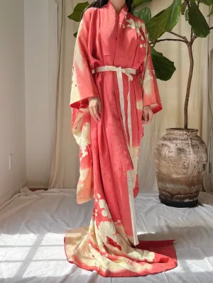 Vintage Silk Floral Kimono - OSFM