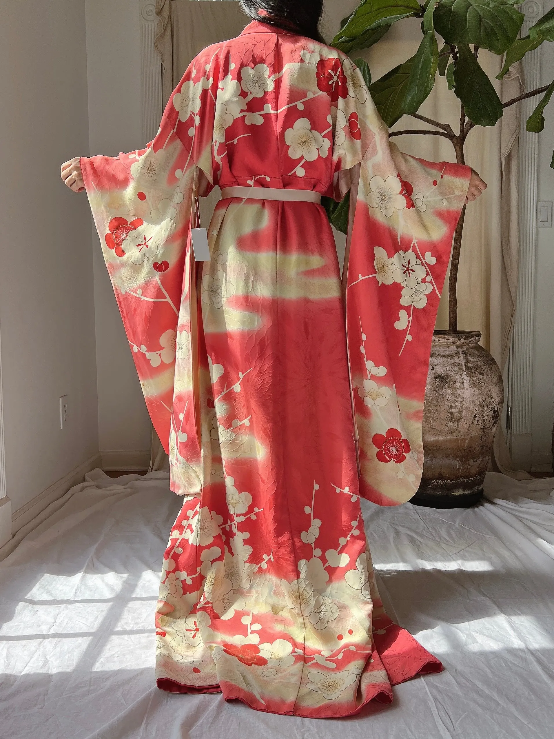 Vintage Silk Floral Kimono - OSFM