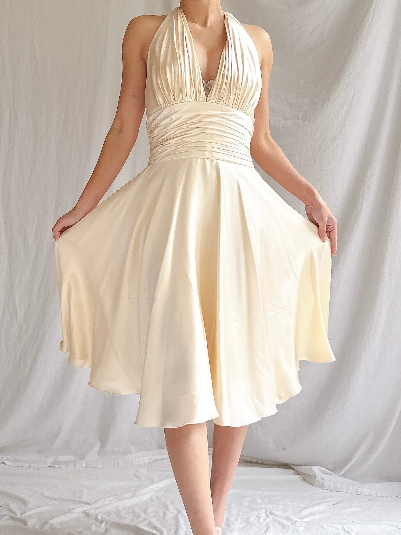 Vintage Silk Halter Dress - S