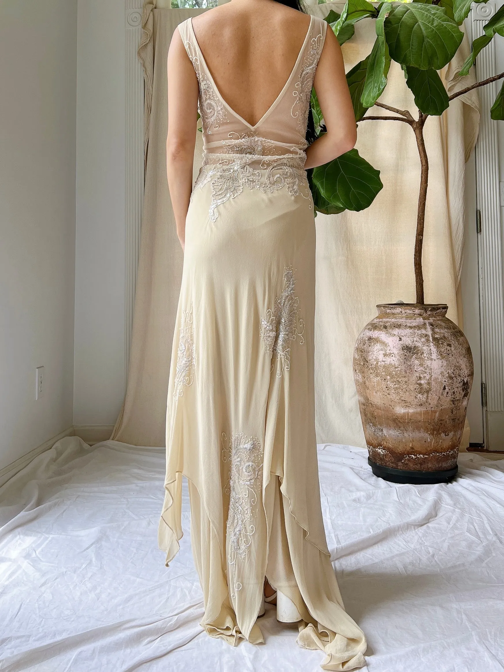 Vintage Silk Handkerchief Dress - M