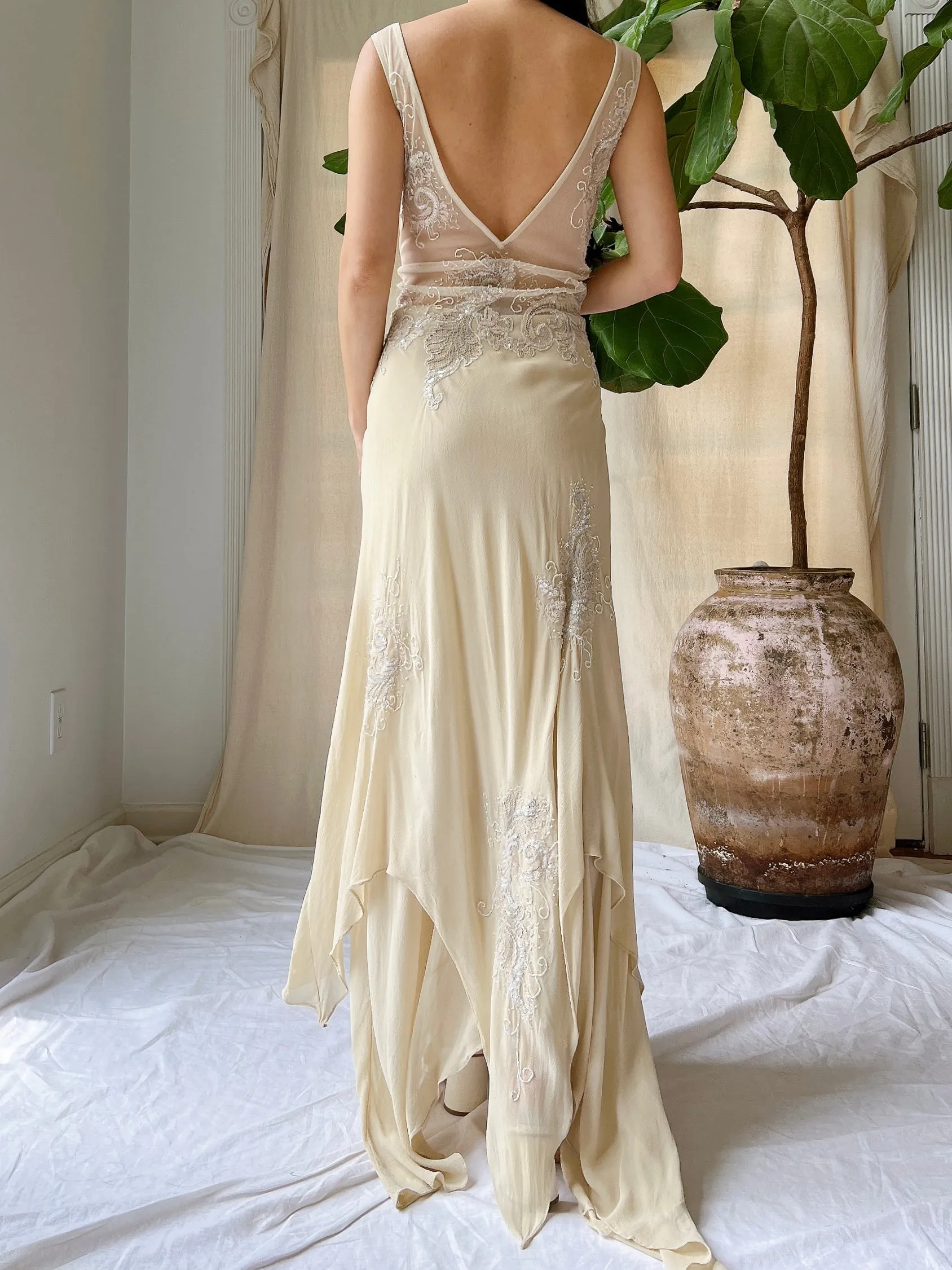 Vintage Silk Handkerchief Dress - M