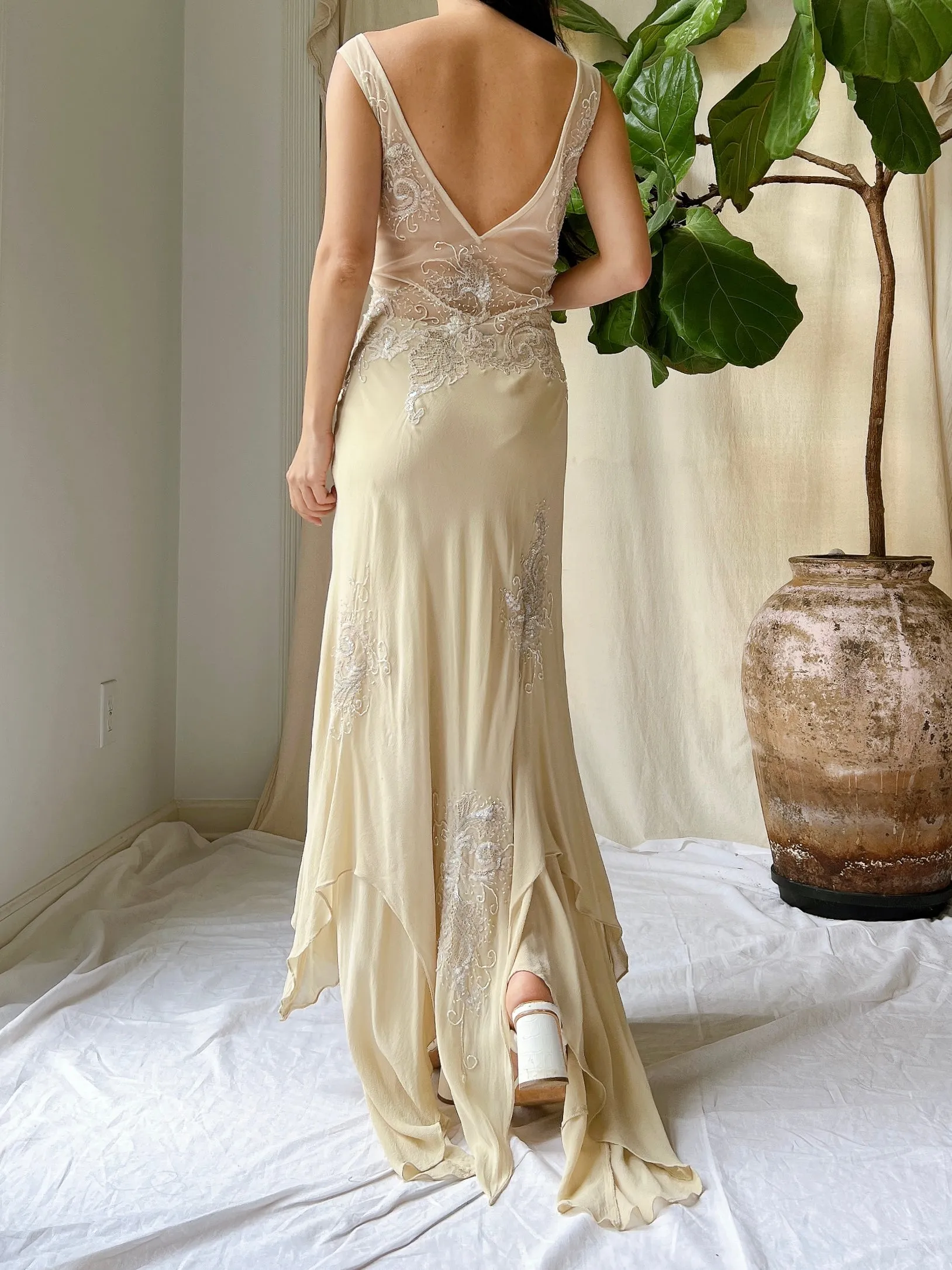 Vintage Silk Handkerchief Dress - M