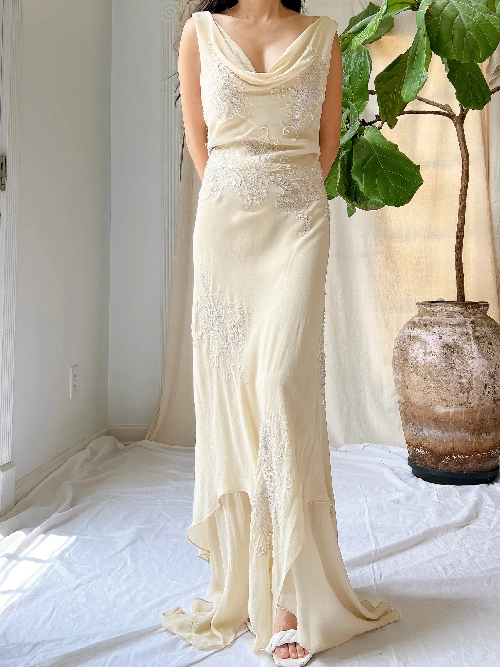Vintage Silk Handkerchief Dress - M