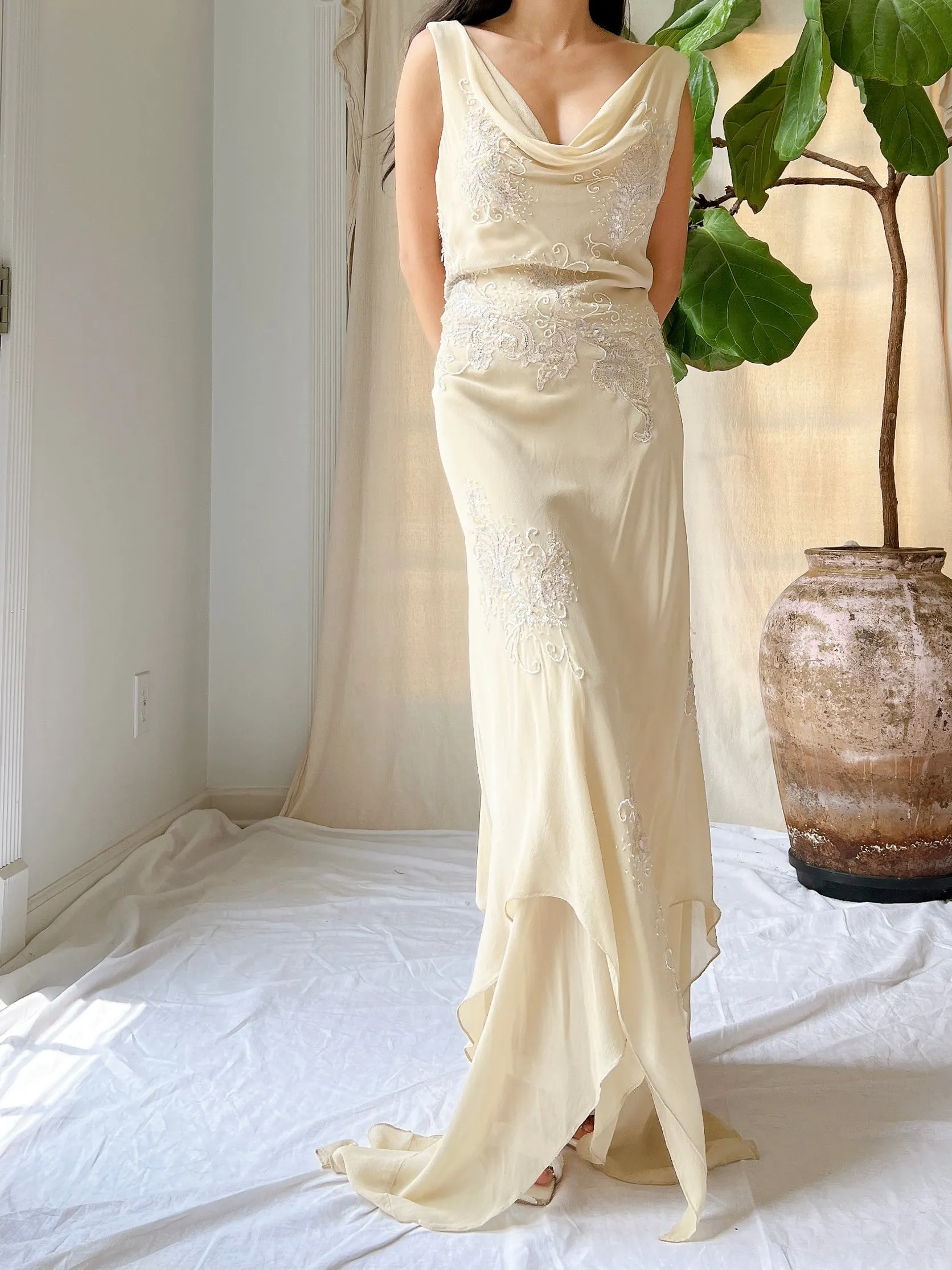 Vintage Silk Handkerchief Dress - M