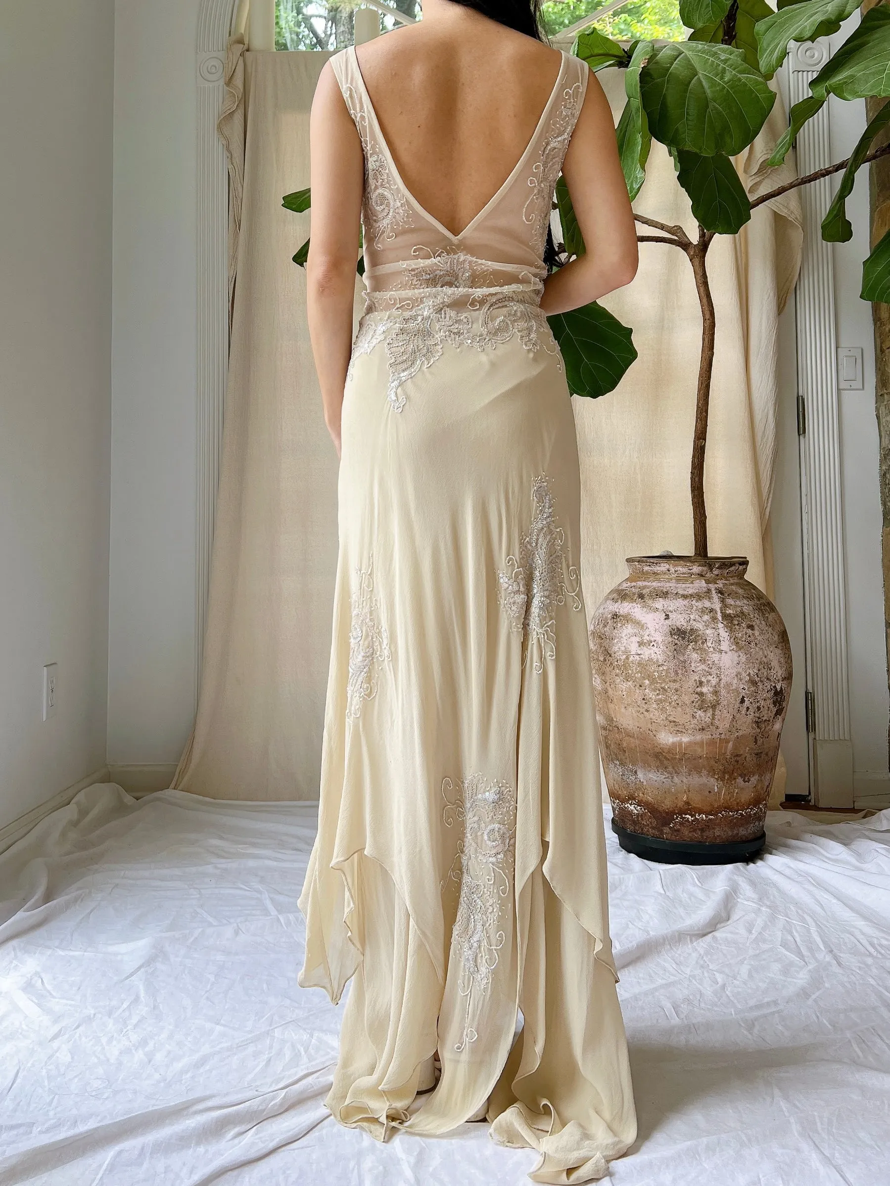 Vintage Silk Handkerchief Dress - M