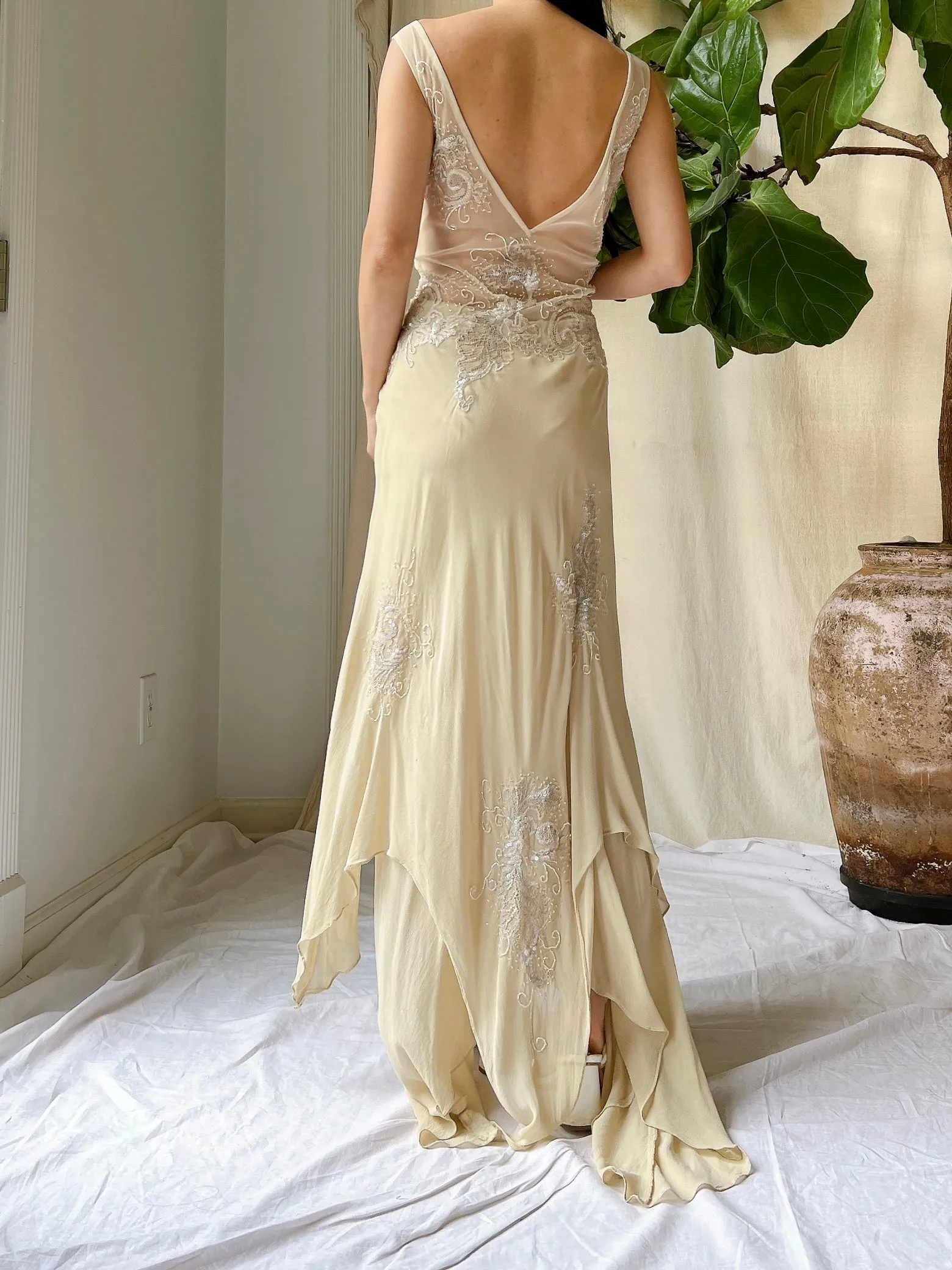 Vintage Silk Handkerchief Dress - M