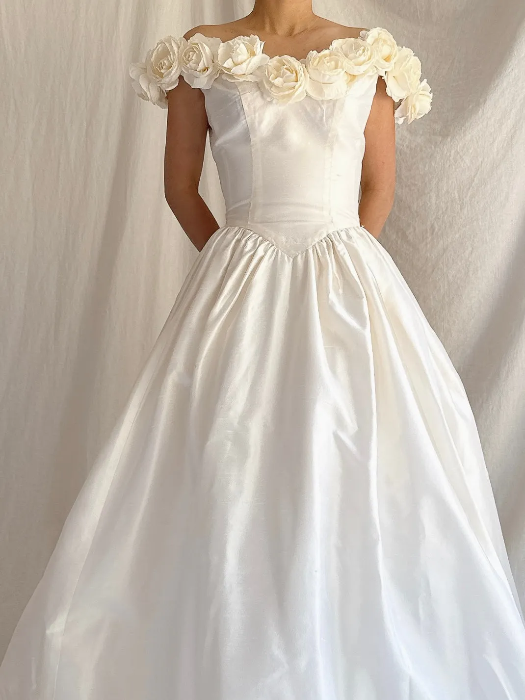 Vintage Silk Rosette Gown - XS