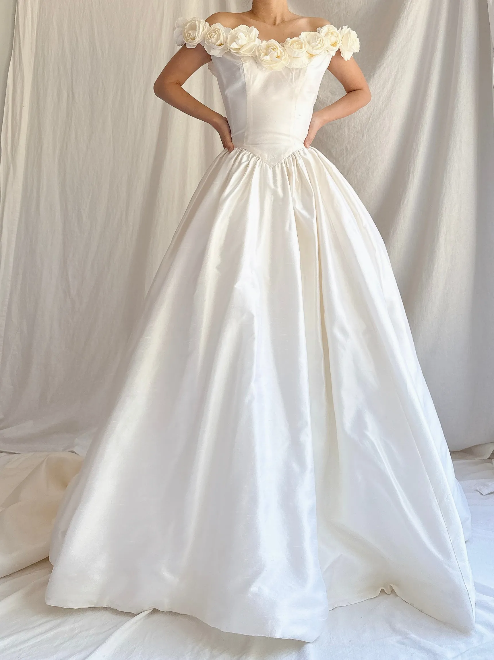 Vintage Silk Rosette Gown - XS