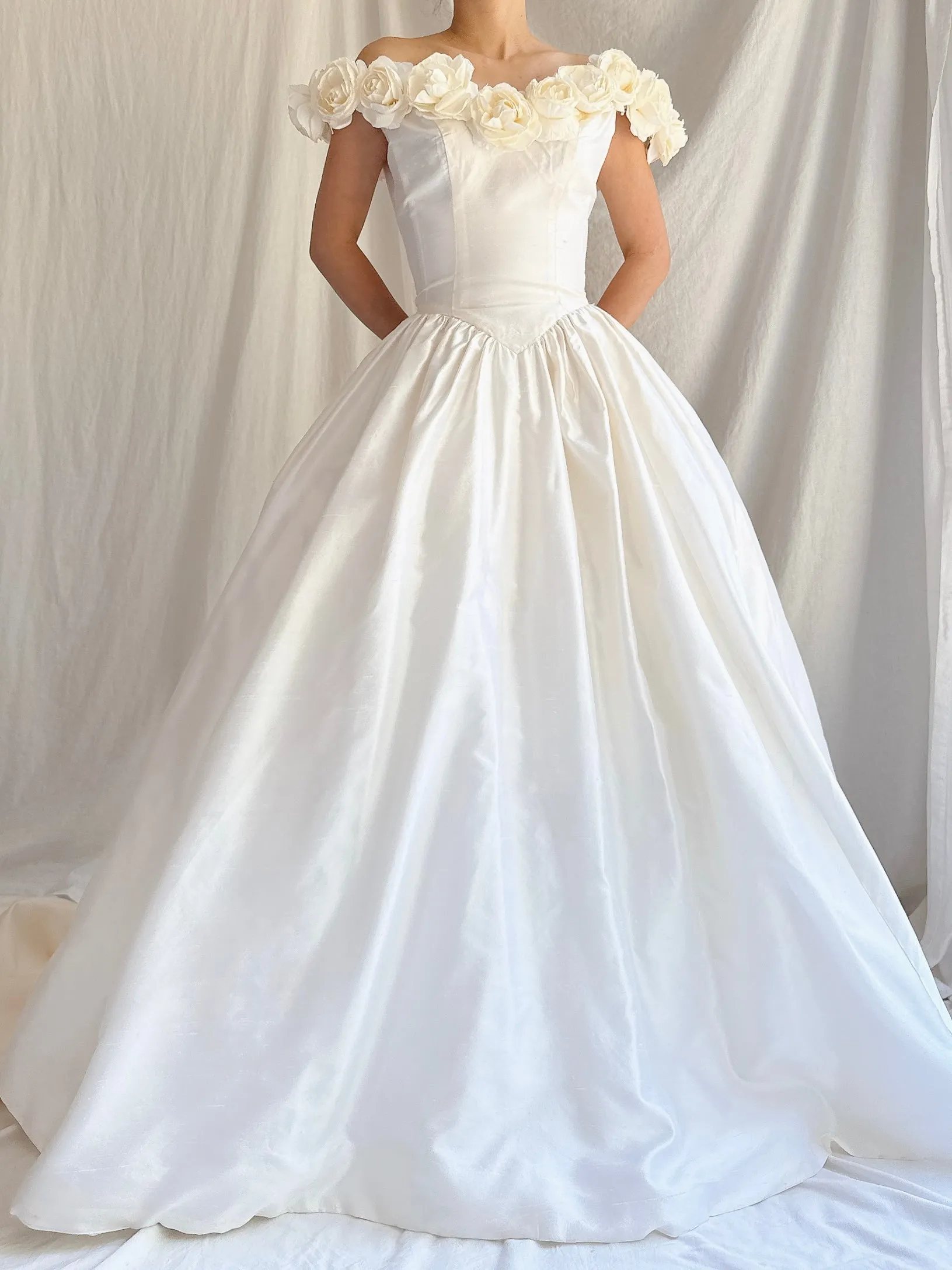 Vintage Silk Rosette Gown - XS