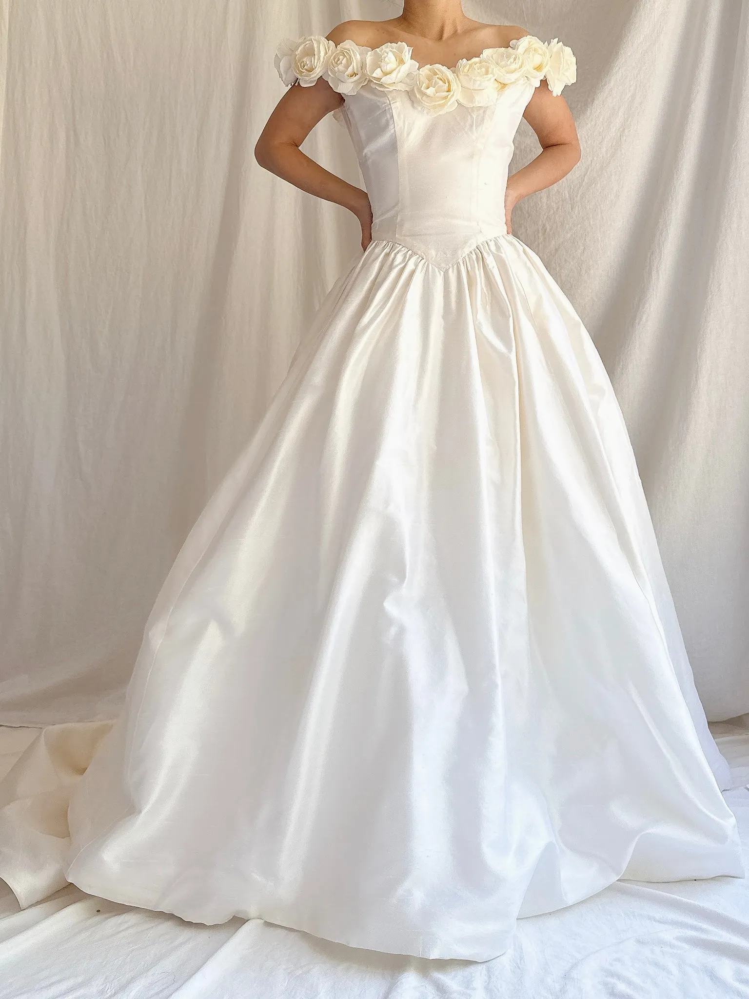 Vintage Silk Rosette Gown - XS