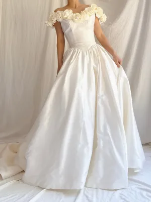 Vintage Silk Rosette Gown - XS